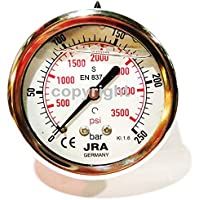JRA-Longlife Manómetro de glicerina 0-250 bar Conexión diámetro 63- centrada en la parte trasera G1-4&quot-